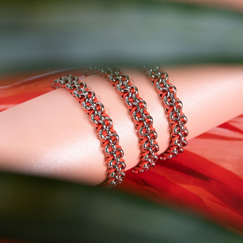 Flamingo-Glieder | Mini-Kismet-Armband | Rosa x Silber