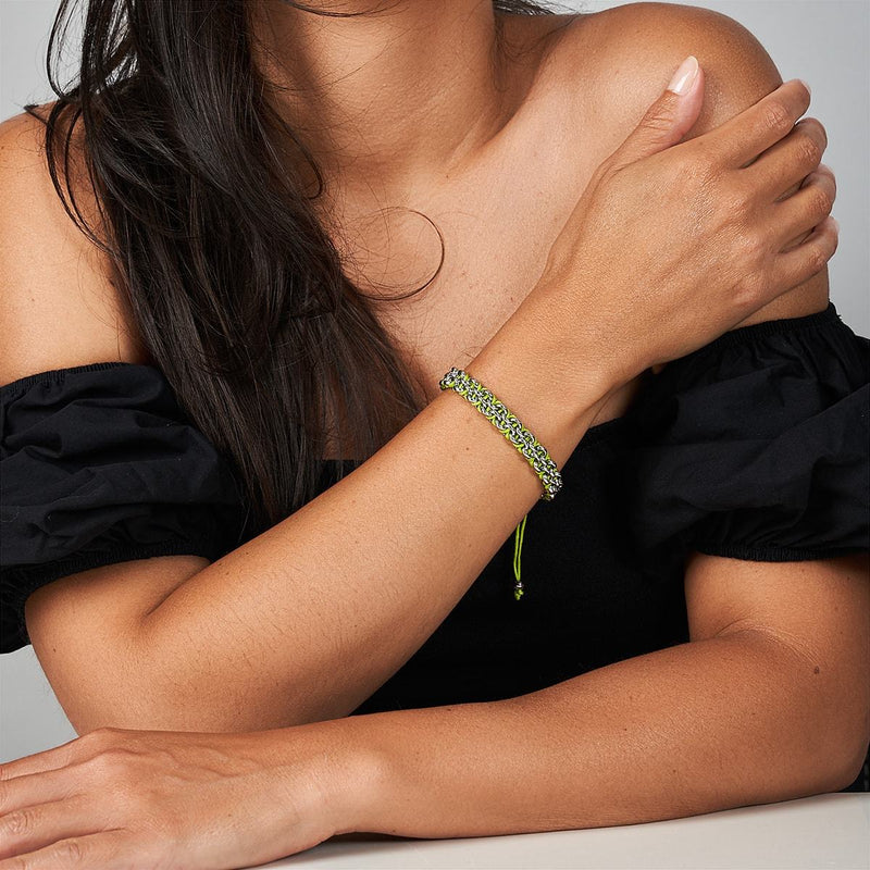 Grüne Baumschlangenglieder | Mini-Kismet-Armband | Limettengrün x Silber