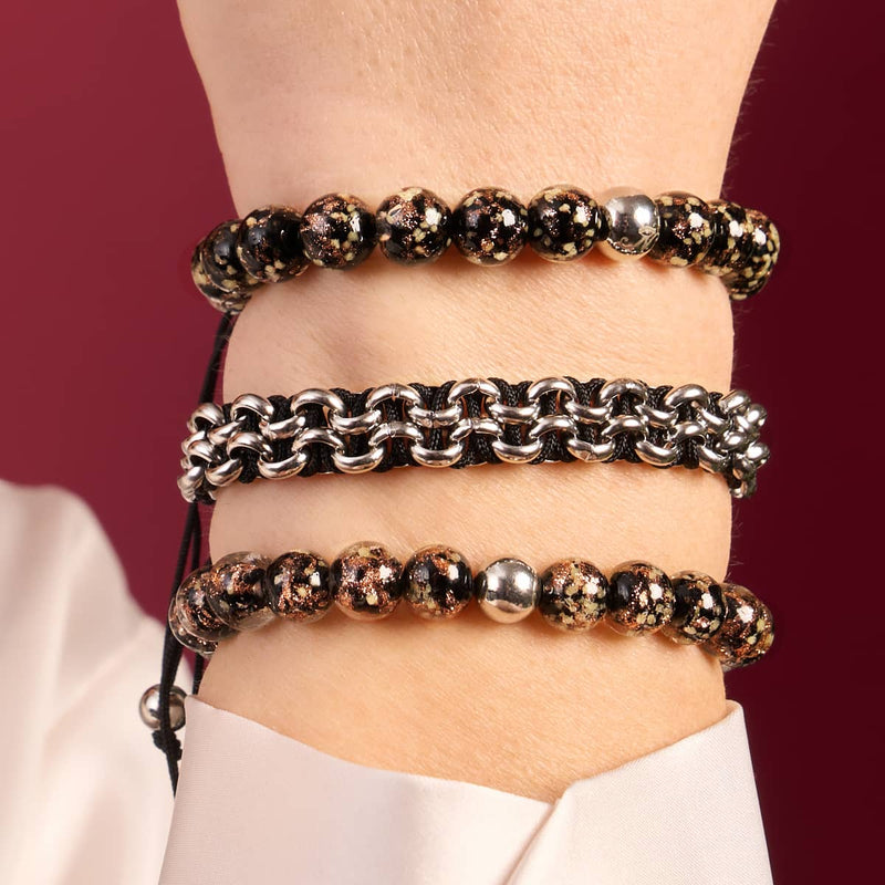 Panda Links | Mini Kismet Armband | Schwarz x Silber