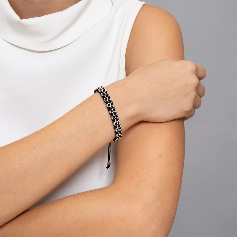 Panda Links | Mini Kismet Armband | Schwarz x Silber