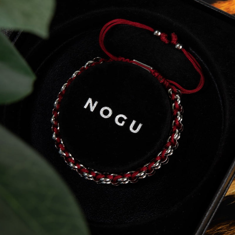 Rotfuchs-Glieder | Mini-Kismet-Armband | Burgunderrot x Silber