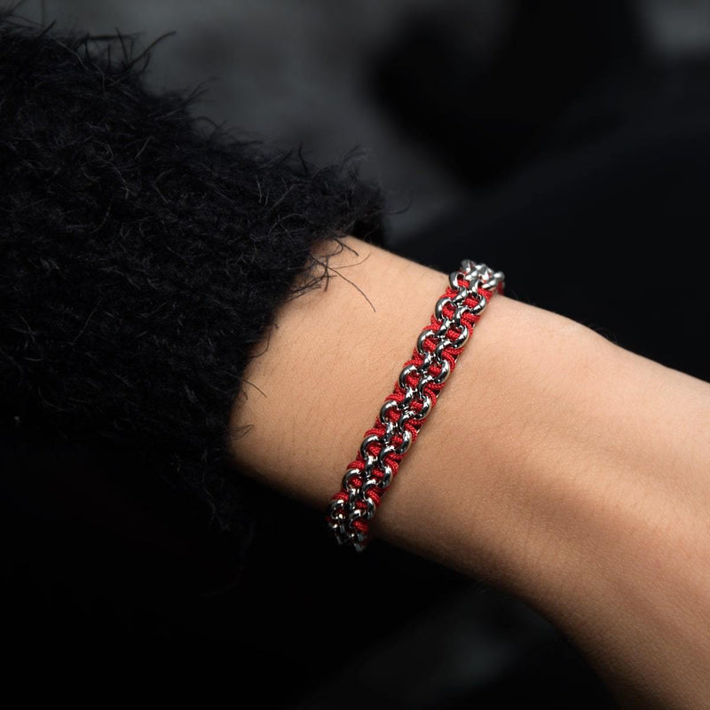 Rote Panda-Glieder | Mini-Kismet-Armband | Rot x Silber