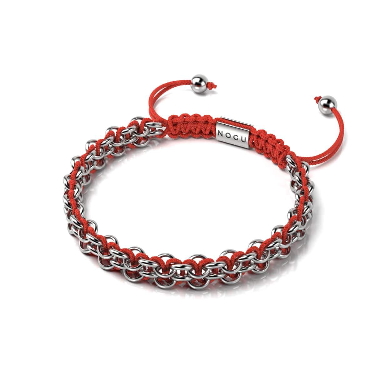 Rote Panda-Glieder | Mini-Kismet-Armband | Rot x Silber