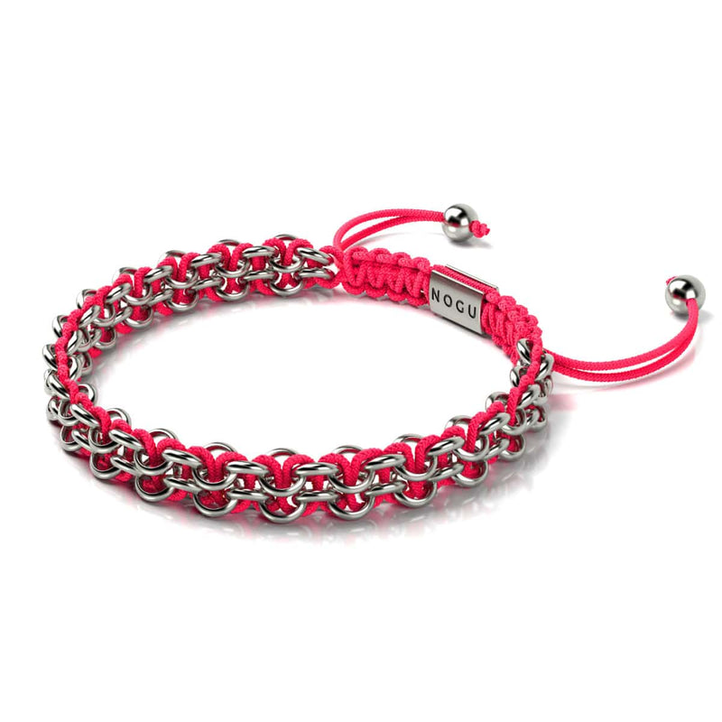 Roségoldene Löffler-Glieder | Mini-Kismet-Armband | Neonpink x Silber