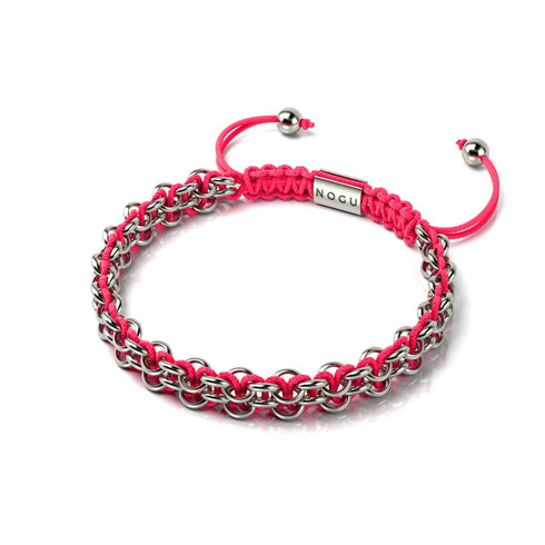 Roségoldene Löffler-Glieder | Mini-Kismet-Armband | Neonpink x Silber