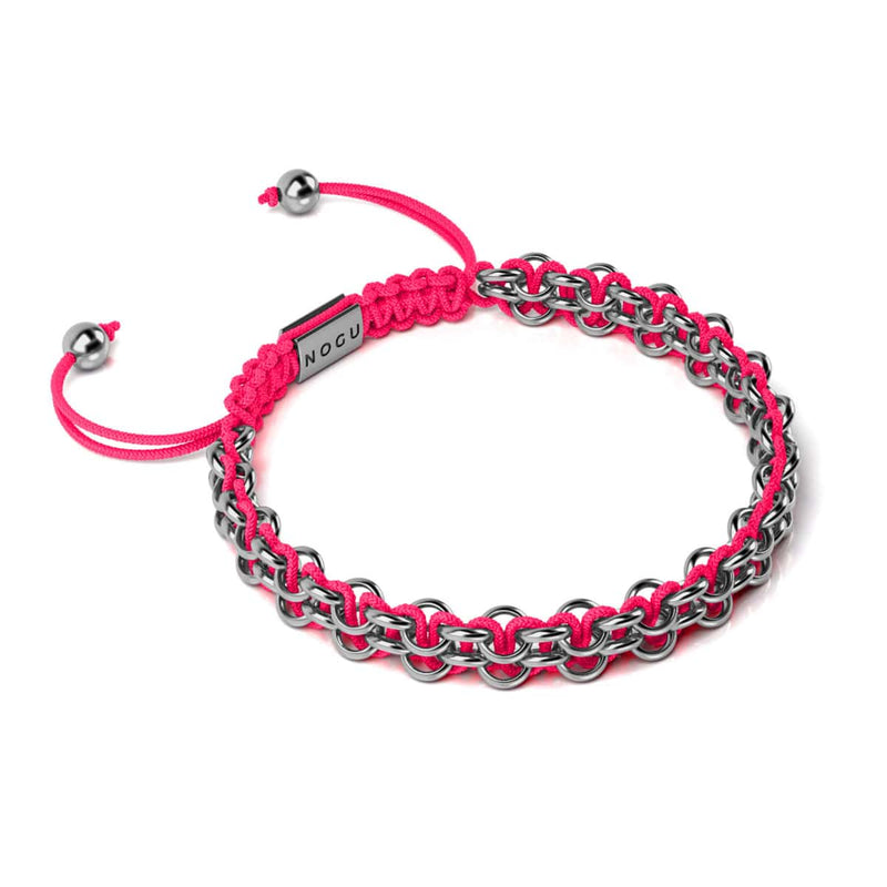 Roségoldene Löffler-Glieder | Mini-Kismet-Armband | Neonpink x Silber