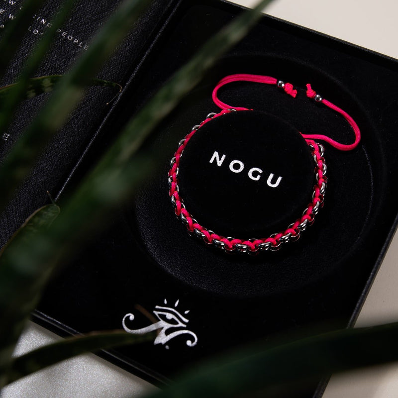 Roségoldene Löffler-Glieder | Mini-Kismet-Armband | Neonpink x Silber