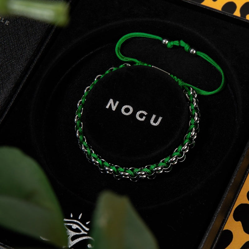 Laubfrosch-Glieder | Mini-Kismet-Armband | Grün x Silber