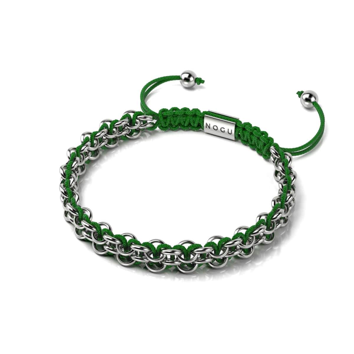 Laubfrosch-Glieder | Mini-Kismet-Armband | Grün x Silber