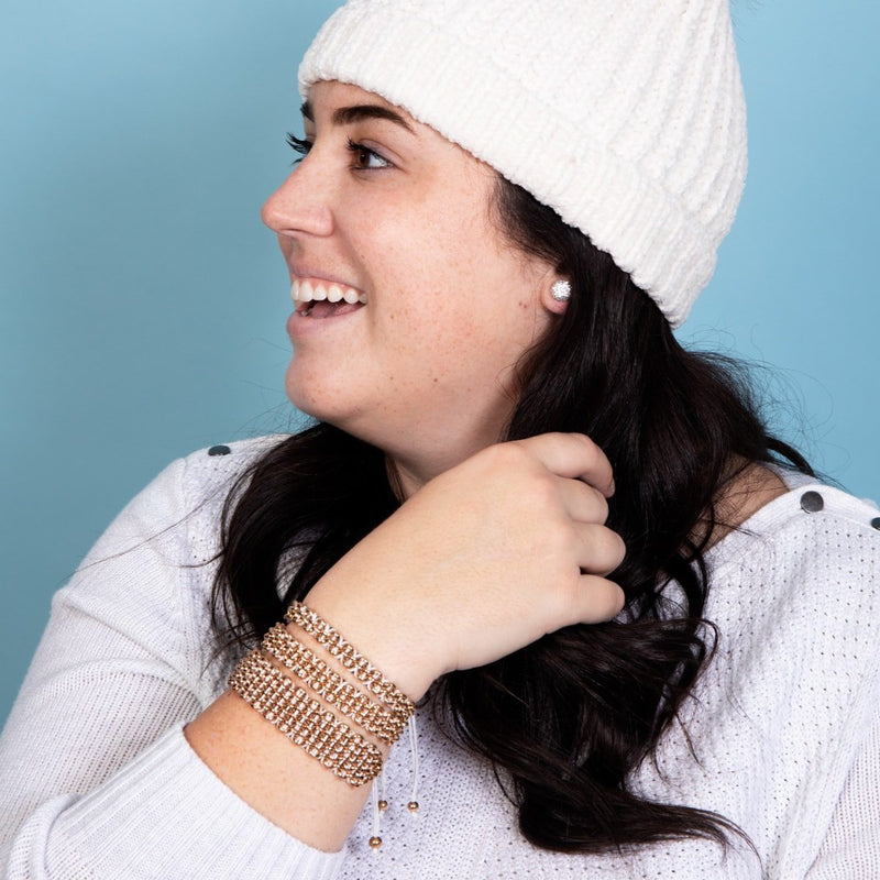 Baumfaultier-Glieder | Mini-Kismet-Armband | Weiß x Roségold