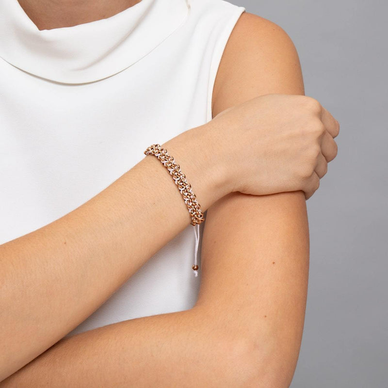 Baumfaultier-Glieder | Mini-Kismet-Armband | Weiß x Roségold