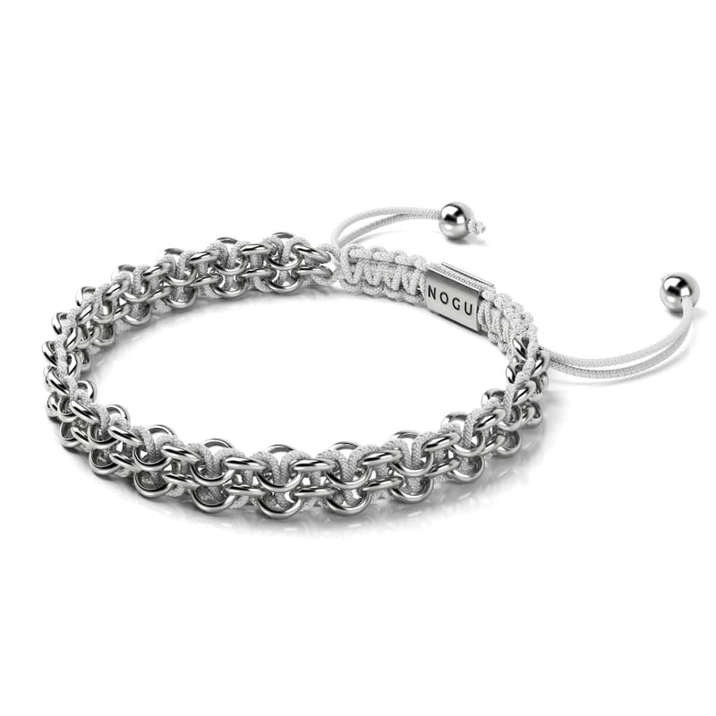 Weiße Nashorn-Glieder | Mini-Kismet-Armband | Weiß x Silber