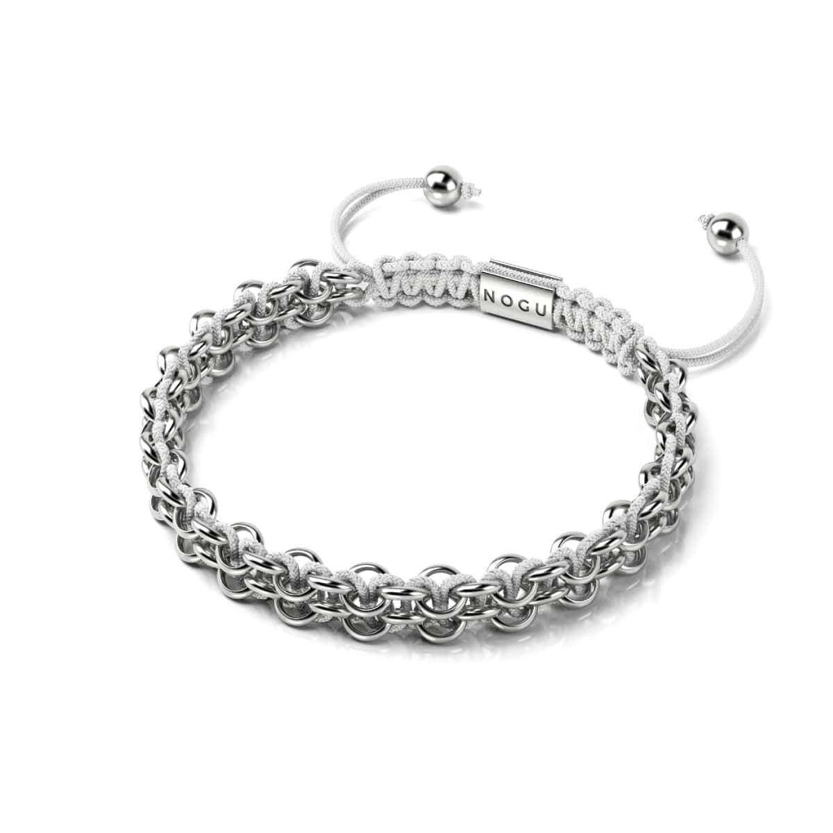 Weiße Nashorn-Glieder | Mini-Kismet-Armband | Weiß x Silber