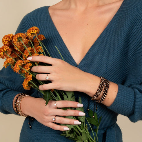 Trinity | Roségold x Rotguss | Dreireihiges Armband