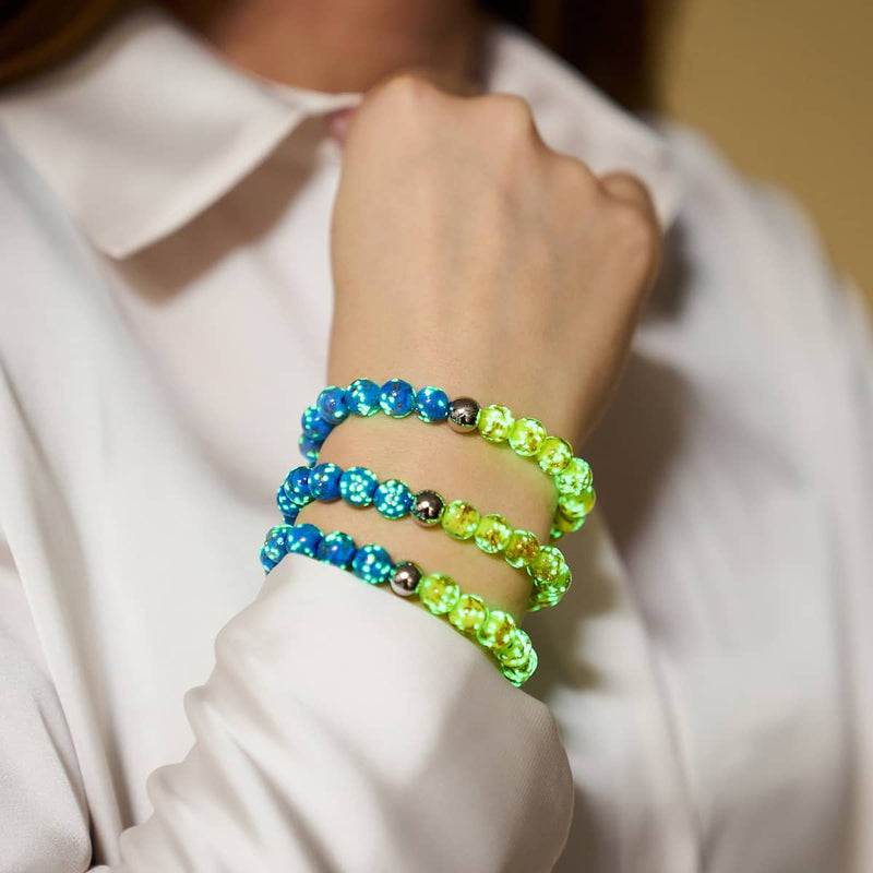 Sternennacht | Ukrainische Hilfe | Glühwürmchen-Glasarmband