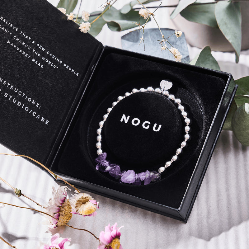 Amethyst | Silber | Armband mit ungeschliffenem Edelstein