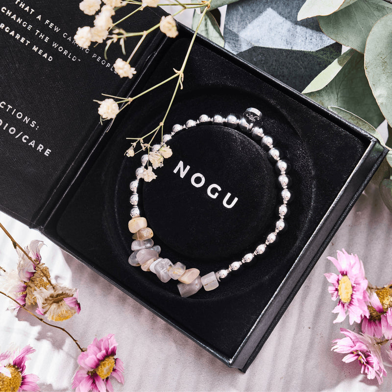 Botswana-Achat | Silber | Armband aus ungeschliffenem Edelstein