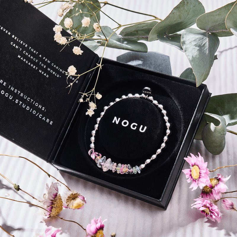 Candy-Quarz | Silber | Armband aus ungeschliffenem Edelstein