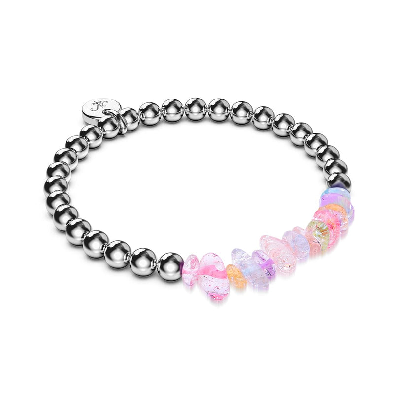 Candy-Quarz | Silber | Armband aus ungeschliffenem Edelstein