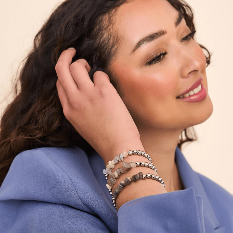 Labradorit | Silber | Armband aus ungeschliffenem Edelstein