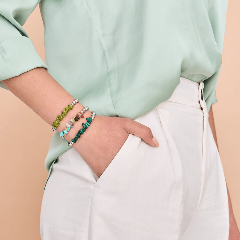 Malachit | Silber | Armband aus ungeschliffenem Edelstein