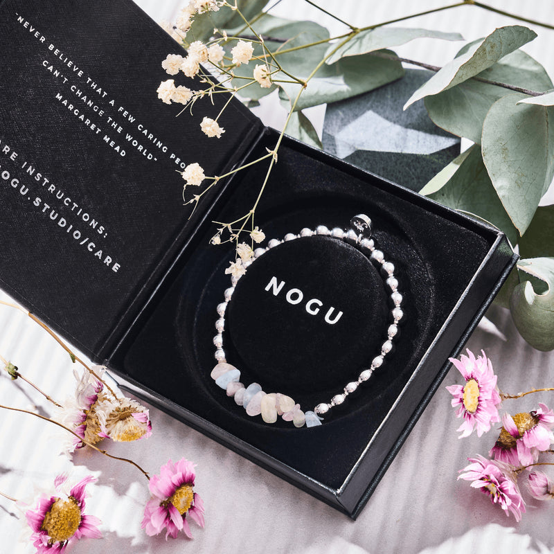 Morganit | Silber | Armband mit ungeschliffenem Edelstein