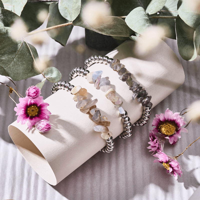 Morganit | Silber | Armband mit ungeschliffenem Edelstein