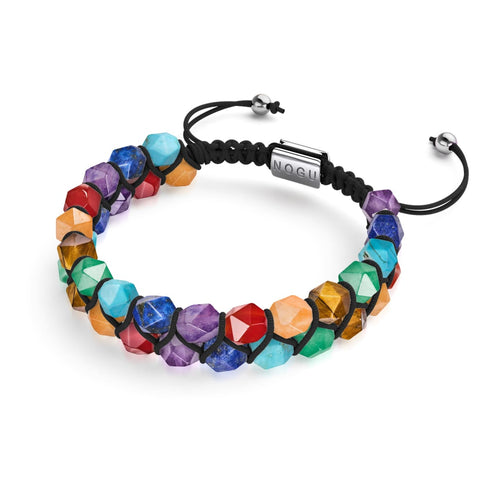 Regenbogenchakra | 7 Edelstein-Geom-Armband | Silber