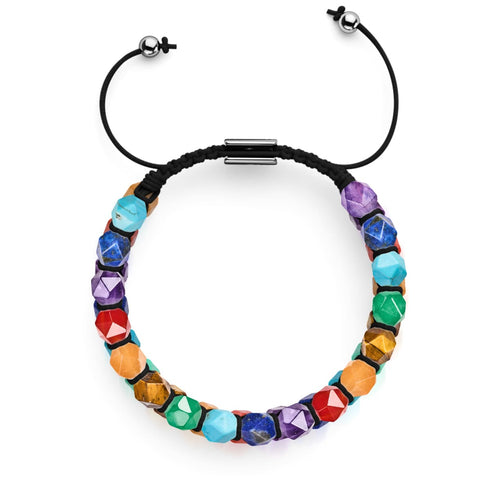 Regenbogenchakra | 7 Edelstein-Geom-Armband | Silber