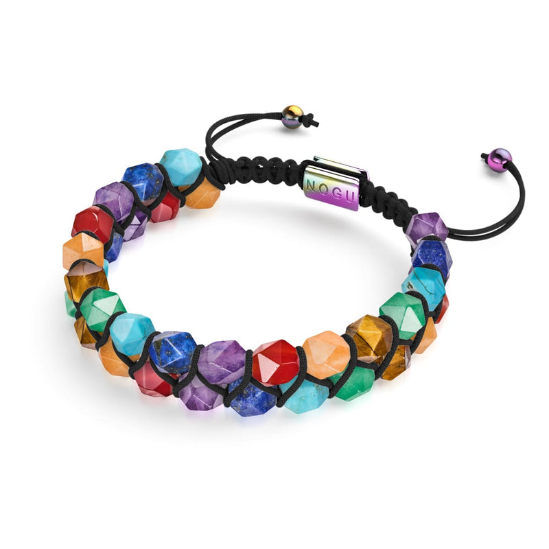 Regenbogenchakra | 7 Edelstein Geom Armband | Einhorn Silber