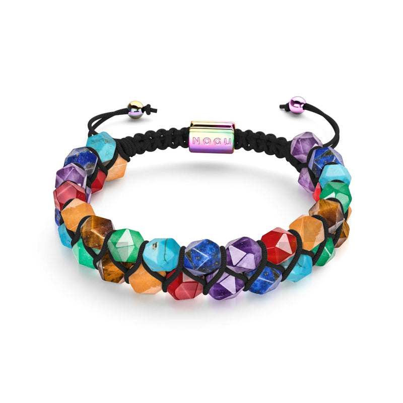 Regenbogenchakra | 7 Edelstein Geom Armband | Einhorn Silber