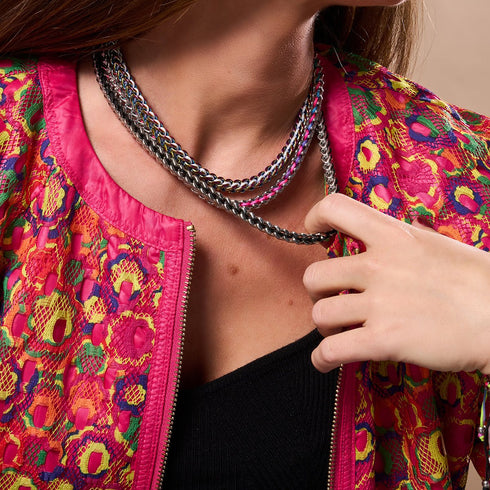 Schwarz x Silber | Gaia Weizenkette | Choker Halskette