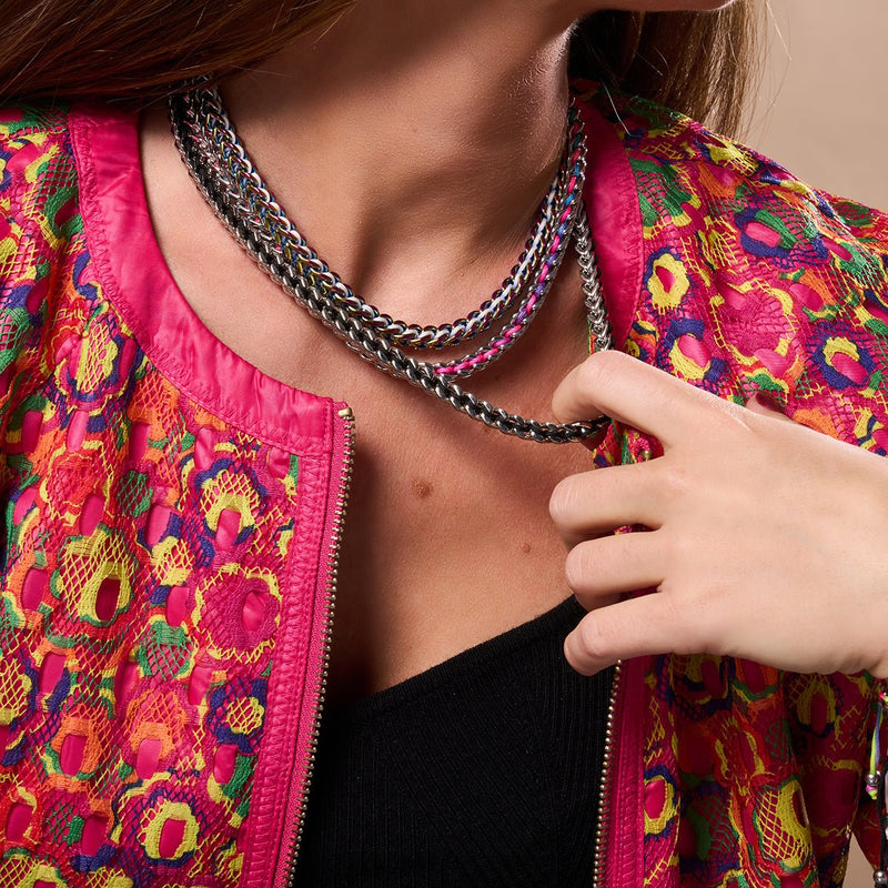 Schwarz x Silber | Gaia Weizenkette | Choker Halskette