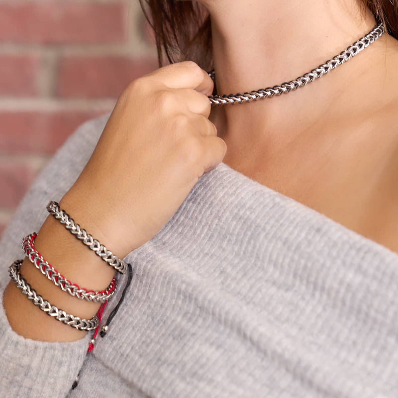 Schwarz x Silber | Gaia Weizenkette | Choker Halskette