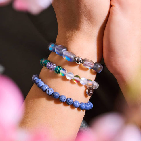 Jeansblau x Silber | Abalone-Armband