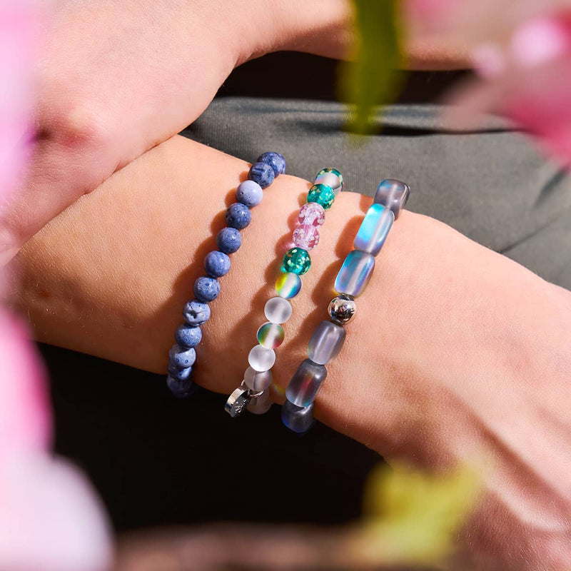 Jeansblau x Silber | Abalone-Armband