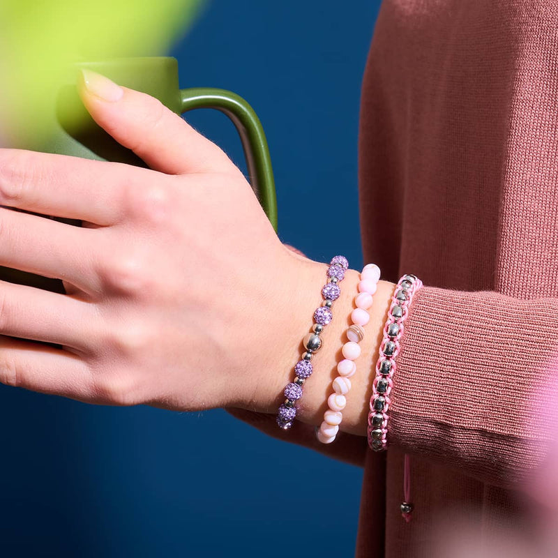 Marmoriertes Blush x Silber | Abalone-Armband