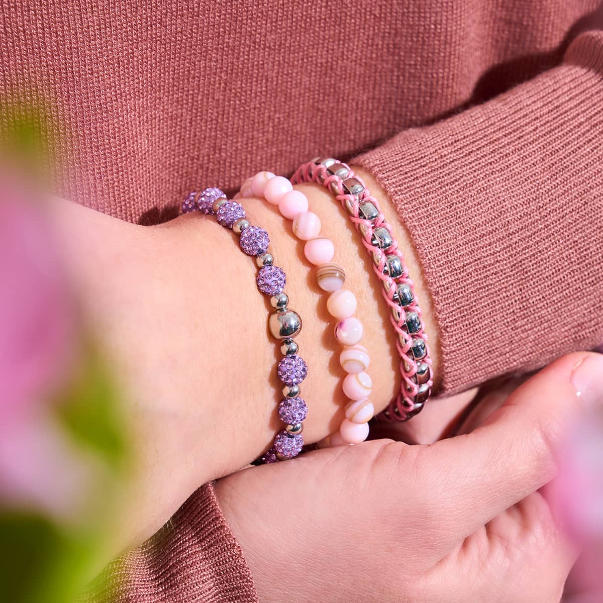 Marmoriertes Blush x Silber | Abalone-Armband