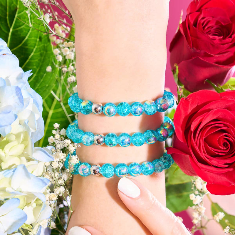 Blauer Curaçao | 925er Sterlingsilber | Blasenglasarmband