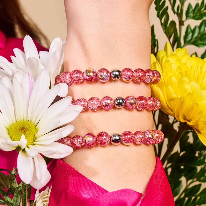 Magenta Meringue | 925 Sterling Silber | Blasenglas-Armband