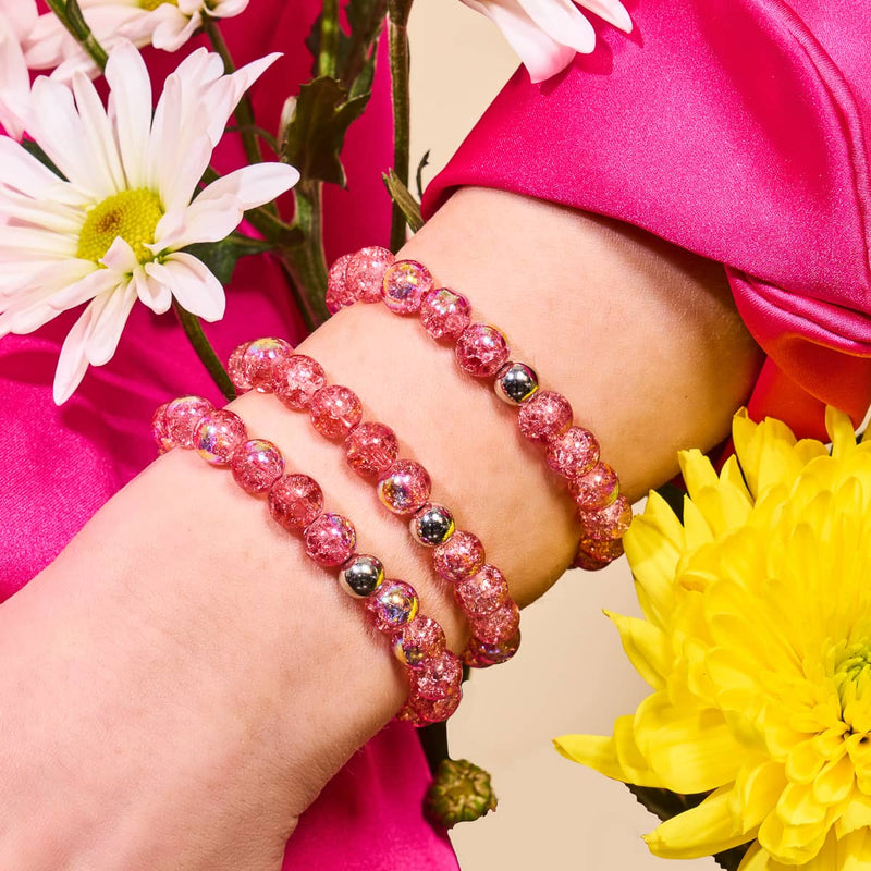 Magenta Meringue | 925 Sterling Silber | Blasenglas-Armband