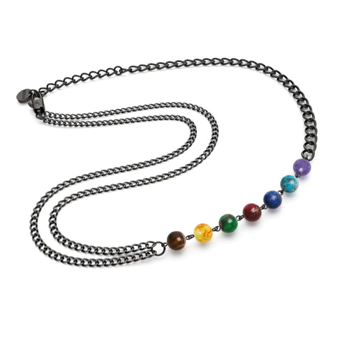 Regenbogenchakra | Fußkettchen mit 7 Edelsteinen | Rotguss
