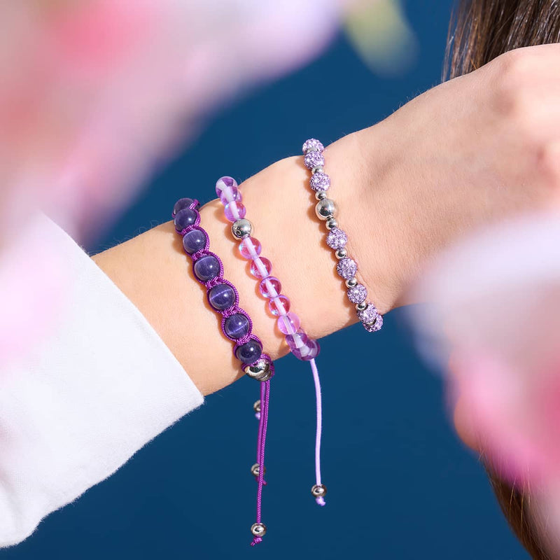 Lila | Silber | Cheshire Glas Charmballa Armband