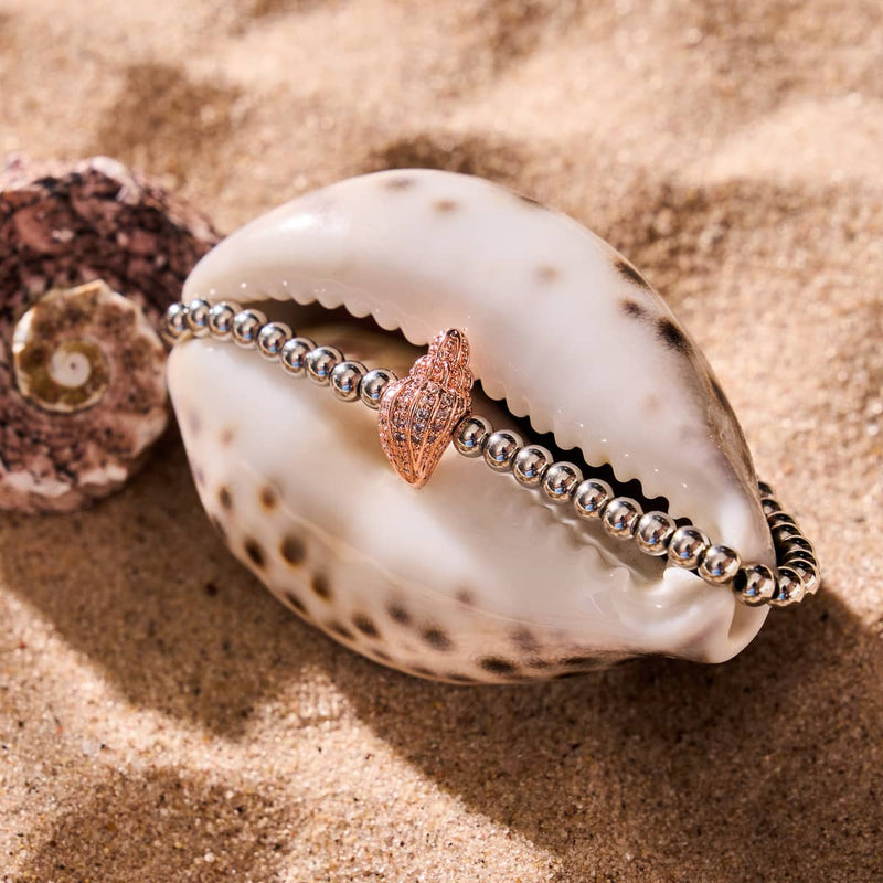 Isla | 18 Karat Roségold & Silber | Kristall-Muschel-Charm-Armband