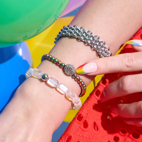 Isla | Einhorn Silber | Kristall Muschel Charm Armband