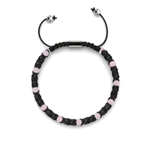 Rosenquarz x Lavastein | 925er Sterlingsilber | Mini-Diffusor-Armband