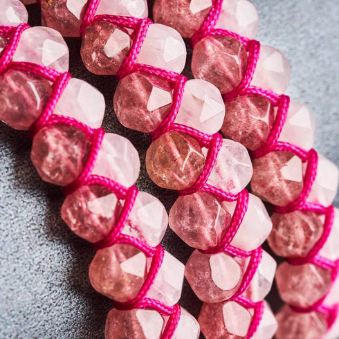 Rosenquarz & Rosa Quarz | Roségold | Doppeltes Geom-Armband