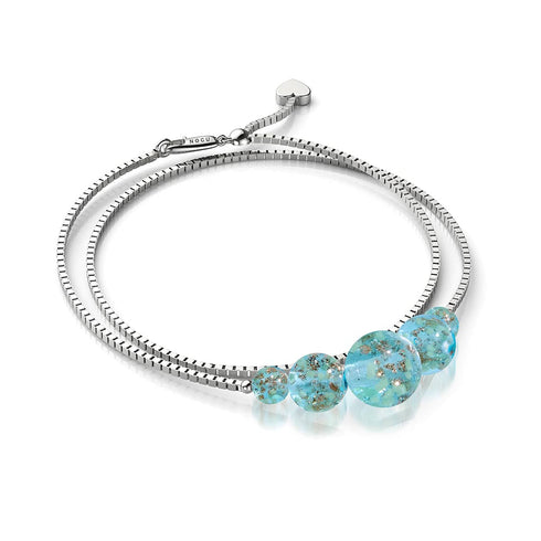 Arktisblau | 925 Sterling Silber | Glühwürmchen-Glas-Fußkettchen mit Unendlichkeitsverschluss