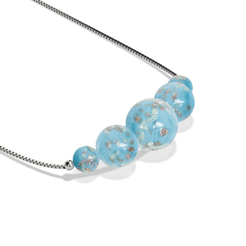 Himmelblau | 925er Sterlingsilber | Glühwürmchen-Glas-Fußkettchen mit Unendlichkeitsverschluss
