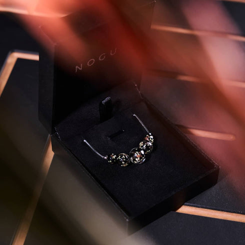 Obsidian | 925er Sterlingsilber | Glühwürmchen-Glas-Fußkettchen mit Unendlichkeitsverschluss